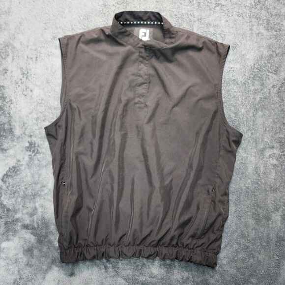 FootJoy Golf Vest Size L 1/4 Zip Button Snap Black Pullover Windbreaker - Picture 1 of 12